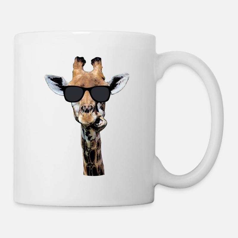 cool giraffe with sunglasses, funny gift - Mug - white
