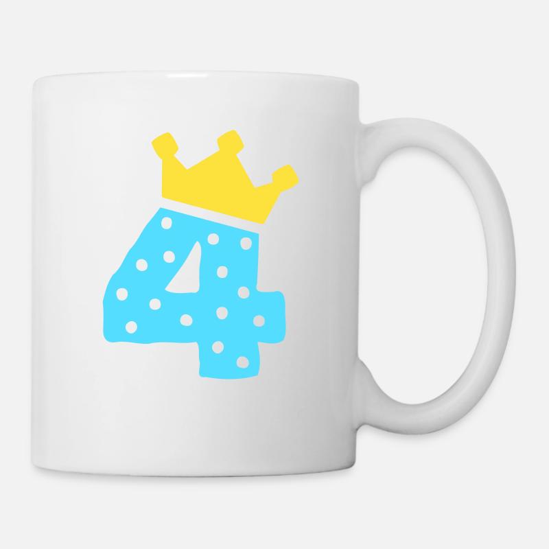 4 Krone 4 Geburtstag 4 Jahre - Tasse - Weiß