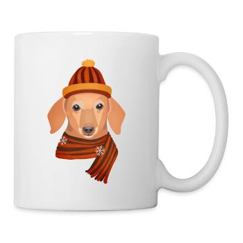 Dackel und Schneeflocken - Tasse - Weiß - Rechts