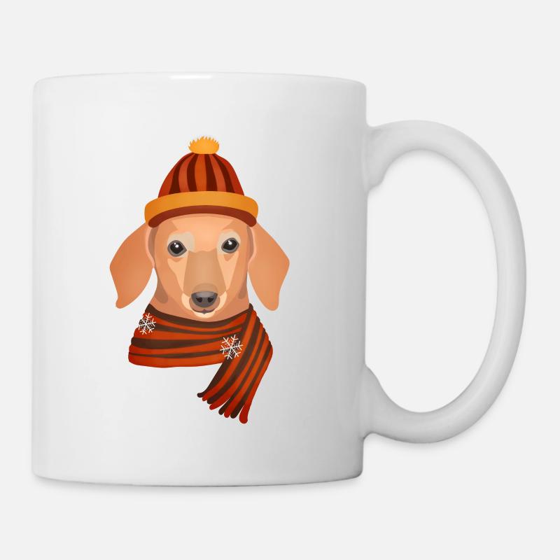 teckel et flocons de neige - Mug blanc - blanc