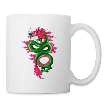 Drache Grün Pink - Tasse - Weiß - Rechts