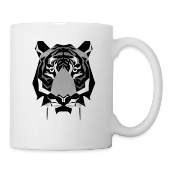 Polygon Design Säbelzahntiger Tierkopf - Tasse - Weiß - Rechts