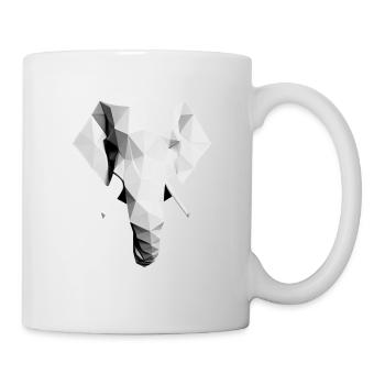 Polygon Design Elefant Tierkopf schwarz weiß - Tasse - Weiß - Rechts