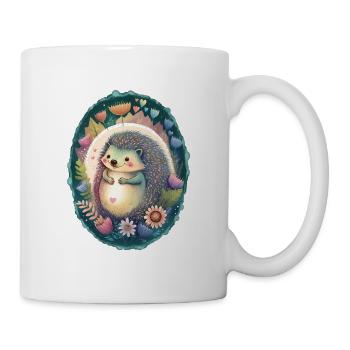 Igel mit Herz und Blumen Valentinstag Liebe Tier - Tasse - Weiß - Rechts