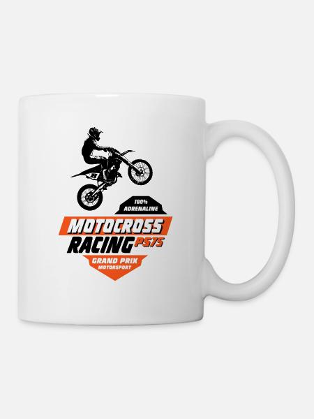 Moto Cross - Motocross - Supercross - Tasse - Weiß