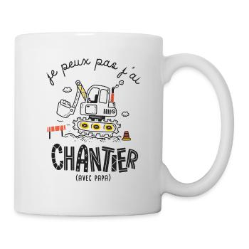 Pelleteuse Je peux pas j ai Chantier humour - Mug blanc - blanc - Droite