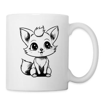 Fuchs Kinder Wald Waldtier Wildtier Zeichnung - Tasse - Weiß - Rechts