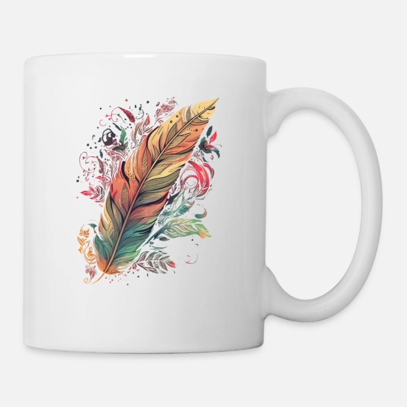 Feder Federn Indianer Geschenk - Tasse - Weiß