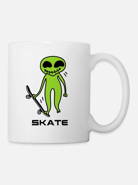 skateboard skate outta space sk8 skateboarder - Tasse - Weiß