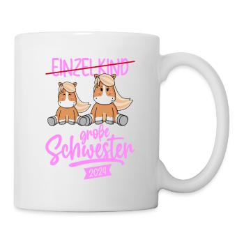 Einzelkind Große Schwester 2024 Pferd Mädchen - Tasse - Weiß - Rechts