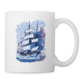 Sailing Ship Line Art Illustration - Mug - white - Right