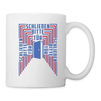 Tür schließen bitte | Farben änderbar - Tasse - Weiß - Rechts