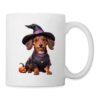 Sorcière teckel avec chapeau de sorcière Halloween Teckel - Mug blanc - blanc - Droite