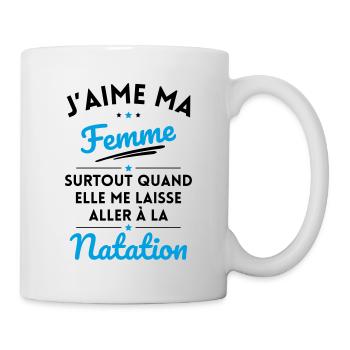 J'aime ma femme quand laisse aller à la Natation - Mug blanc - blanc - Droite