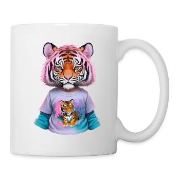 Tiger Kind mit Tiger shirt - Tasse - Weiß - Rechts