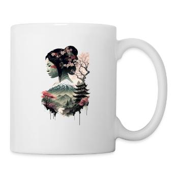 Geisha Japanische Landschaft Japan Kirschblüte - Tasse - Weiß - Rechts