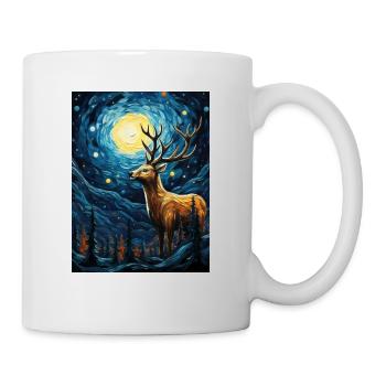 Cerf, Van Gogh, Nuit Étoilée, Animal - Mug blanc - blanc - Droite