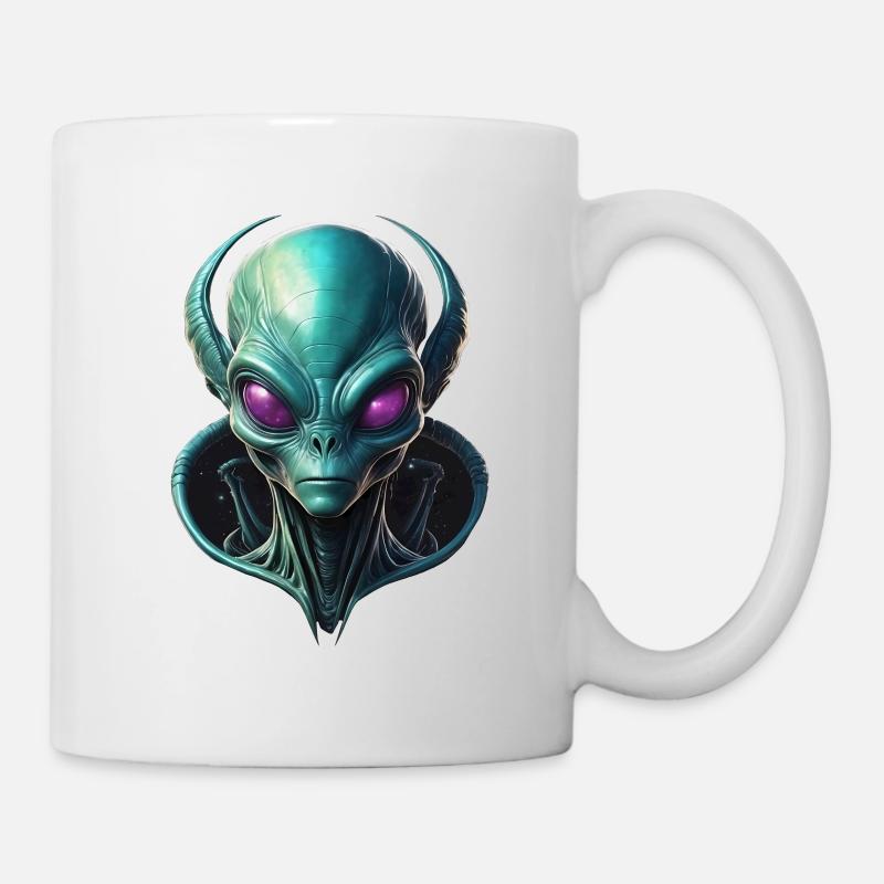 Alien Kopf mit Galaxy-Kragen - Tasse - Weiß