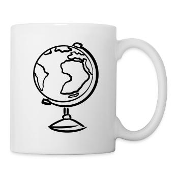 Globe, dessiné à la main. Dessin. Géographie - Mug blanc - blanc - Droite