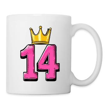 14 Zahl Krone - Tasse - Weiß - Rechts