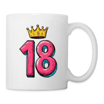 18 Zahl Krone - Tasse - Weiß - Rechts