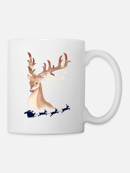 Cerfs lumineux dans la forêt hivernale - Mug blanc - blanc