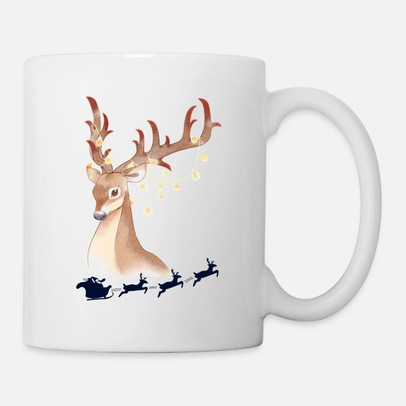 Cerfs lumineux dans la forêt hivernale - Mug blanc - blanc