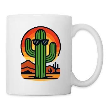 Cactus in sunset with sunglasses - Mug - white - Right