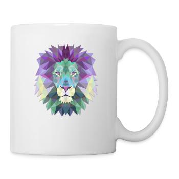 Löwe Geschenk Dreieck Polygon Löwin Raubkatze Lion - Tasse - Weiß - Rechts
