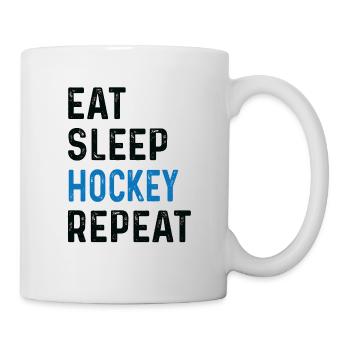 Eat Sleep Hockey Repeat Shirt Teamsport - Tasse - Weiß - Rechts
