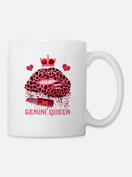 Gemini Mädchen pinke Lippen Mädchen Leoparden - Tasse - Weiß