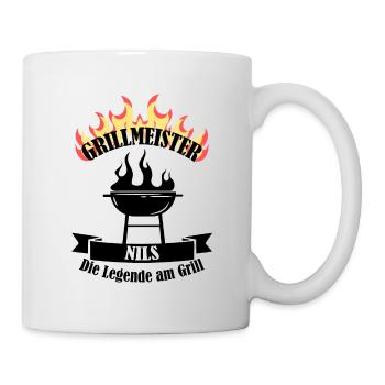Grillmeister Nils lustiger Spruch Vorname - Tasse - Weiß - Rechts