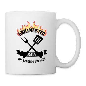 Grillmeister Ralf lustiger Spruch Vorname - Tasse - Weiß - Rechts