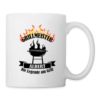 Grillmeister Albert lustiger Spruch Vorname - Tasse - Weiß - Rechts