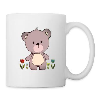 Happy Teddy Bär im Blumenmeer - Tasse - Weiß - Rechts