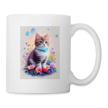 Süßes Kätzchen - Tasse - Weiß - Rechts