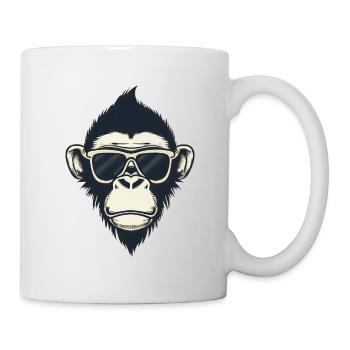 affe kopf sonnenbrille cool haare Frisur - Tasse - Weiß - Rechts