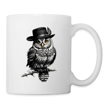 Eule mit Hut - Tasse - Weiß - Rechts