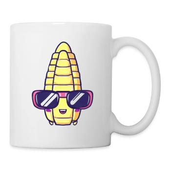 Cooler Mais mit Sonnenbrille - Kawaii Stil - Tasse - Weiß - Rechts