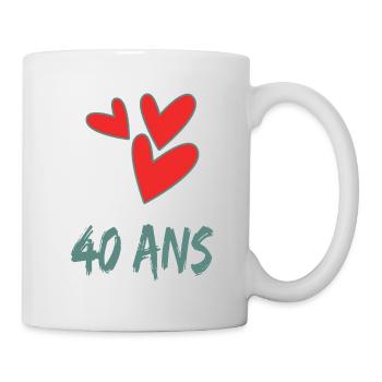 40. 40 ANS. 40e ANNIVERSAIRE. ANNIVERSAIRE 40 ANS. - Mug blanc - blanc - Droite