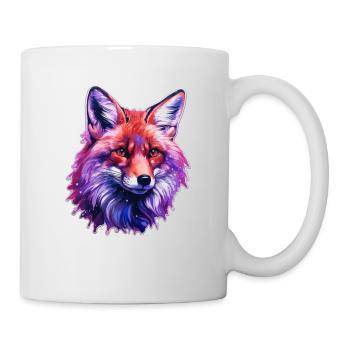 Tête de renard colorée - Mug blanc - blanc - Droite