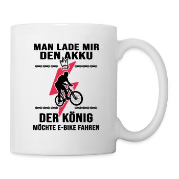 fahrrad e-bike elektrorad akku-biker "ebike-könig" - Tasse - Weiß - Rechts
