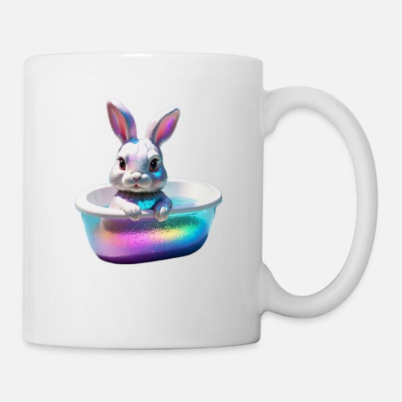 Funny Bunny in der Wanne - Tasse - Weiß