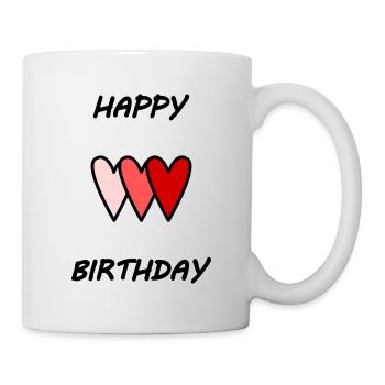ANNIVERSAIRE. HAPPY BIRTHDAY. JOYEUX ANNIVERSAIRE. - Mug blanc - blanc - Droite