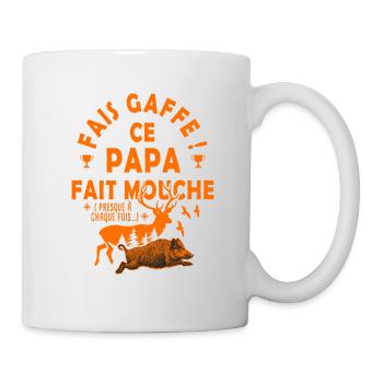 Chasse chasser papa fais mouche papa chasseur - Mug blanc - blanc - Droite