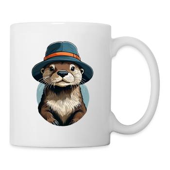Otter mit Fischerhut - Tasse - Weiß - Rechts