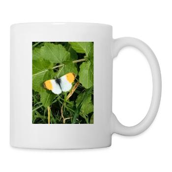 Papillon blanc orange bordures noires - Mug blanc - blanc - Droite
