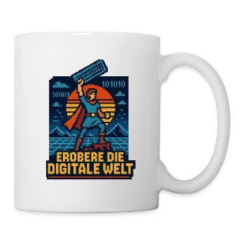Erobere die Digitale Welt im Retro-Stil - Tasse - Weiß - Rechts
