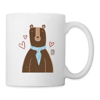 Un joli ours avec une écharpe bleue - Mug blanc - blanc - Droite