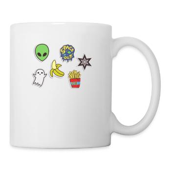 Sticker Bomb Space&Food - Alien, Geist, Banane,USW - Tasse - Weiß - Rechts